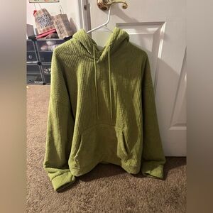 Size XL. Green fuzzy hoodie.
